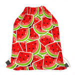 Cute Watermelon Slices Pattern Print Drawstring Bag
