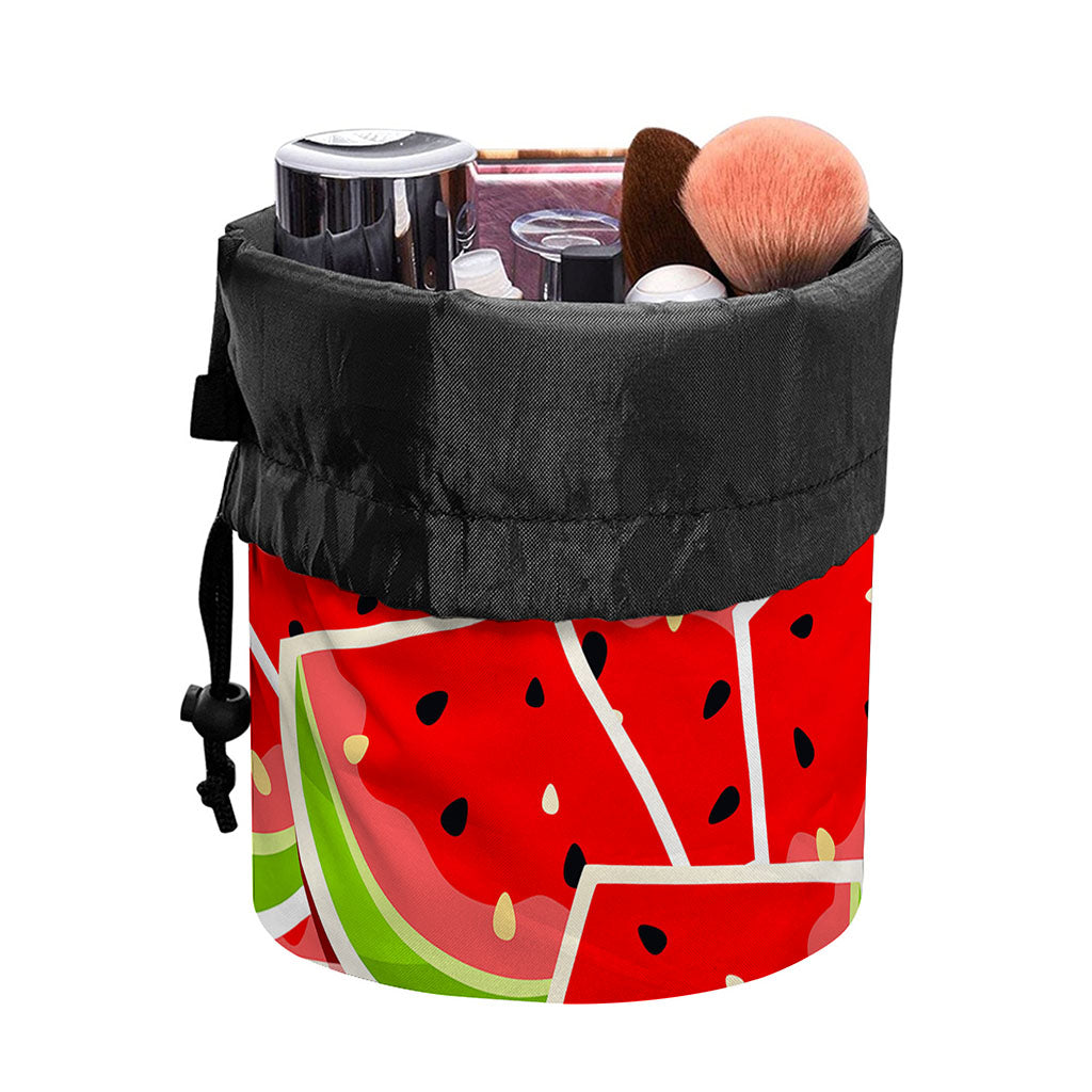 Cute Watermelon Slices Pattern Print Drawstring Makeup Bag