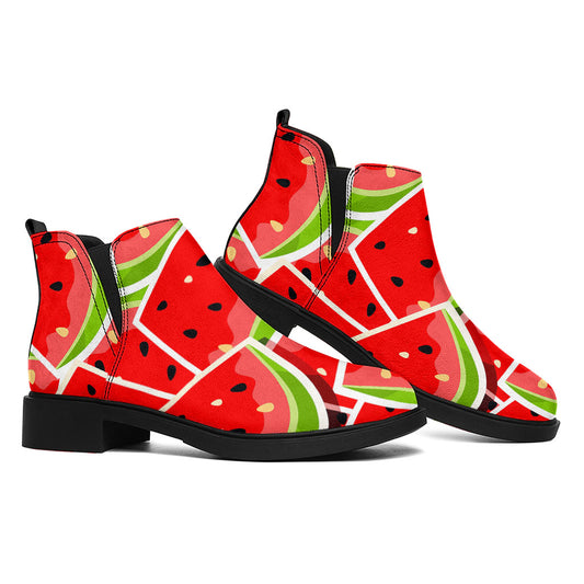 Cute Watermelon Slices Pattern Print Flat Ankle Boots
