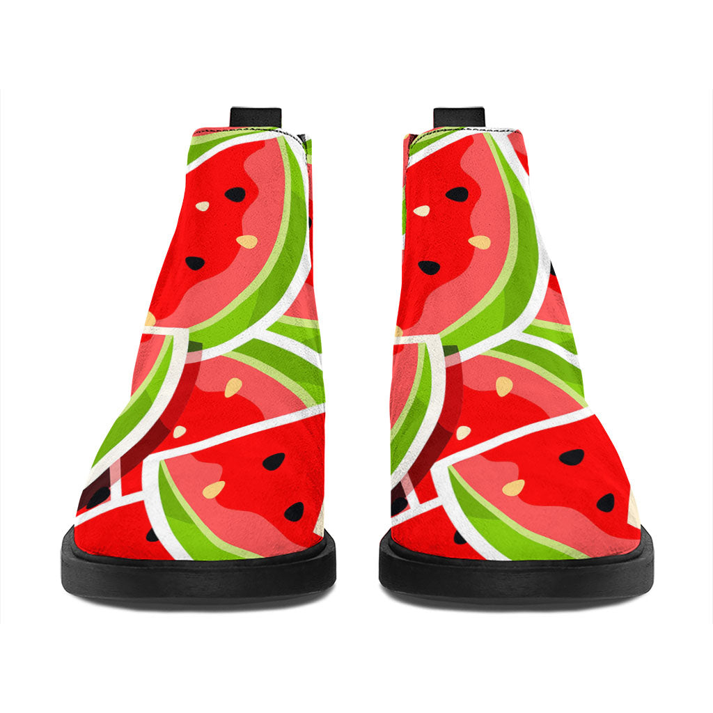 Cute Watermelon Slices Pattern Print Flat Ankle Boots