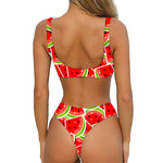 Cute Watermelon Slices Pattern Print Front Bow Tie Bikini