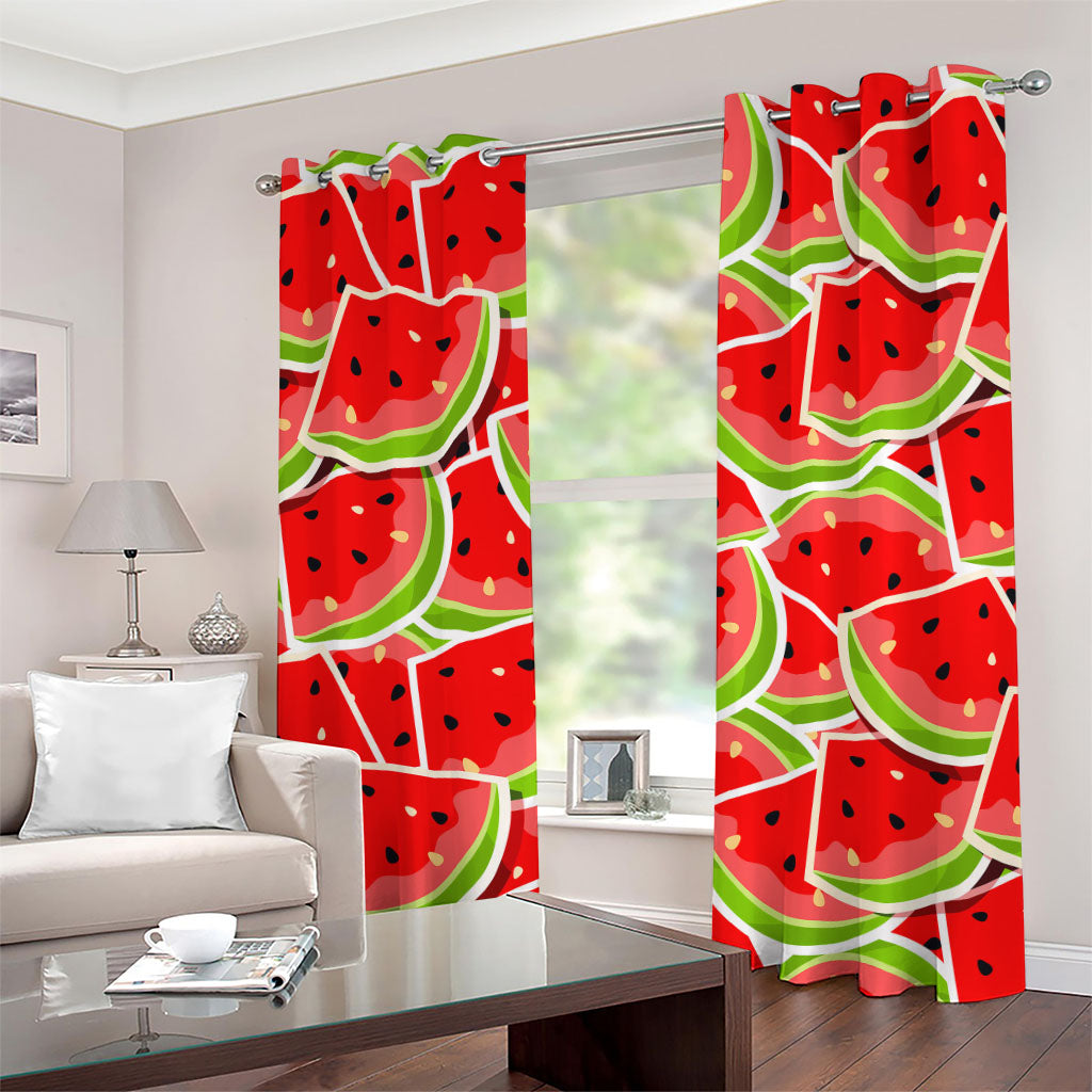 Cute Watermelon Slices Pattern Print Grommet Curtains