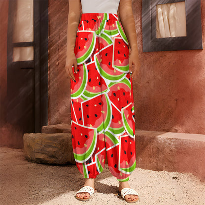 Cute Watermelon Slices Pattern Print Harem Pants