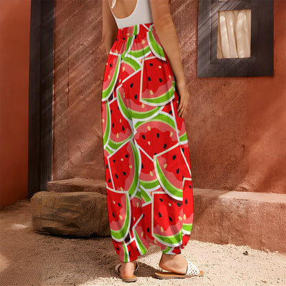 Cute Watermelon Slices Pattern Print Harem Pants