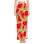 Cute Watermelon Slices Pattern Print High Slit Maxi Skirt