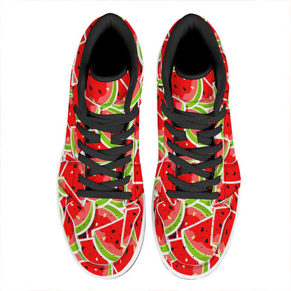 Cute Watermelon Slices Pattern Print High Top Leather Sneakers
