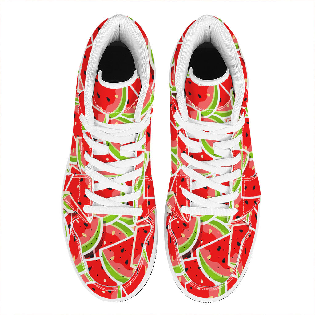 Cute Watermelon Slices Pattern Print High Top Leather Sneakers