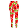 Cute Watermelon Slices Pattern Print High-Waisted Pocket Leggings