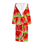 Cute Watermelon Slices Pattern Print Hooded Bathrobe