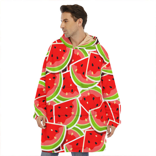 Cute Watermelon Slices Pattern Print Hoodie Blanket