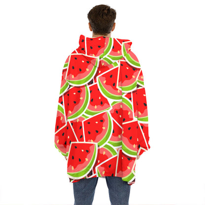 Cute Watermelon Slices Pattern Print Hoodie Blanket