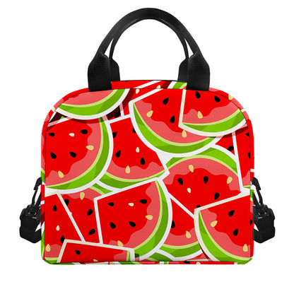 Cute Watermelon Slices Pattern Print Insulated Lunch Bag