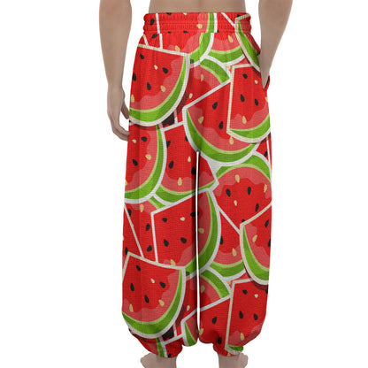Cute Watermelon Slices Pattern Print Lantern Pants