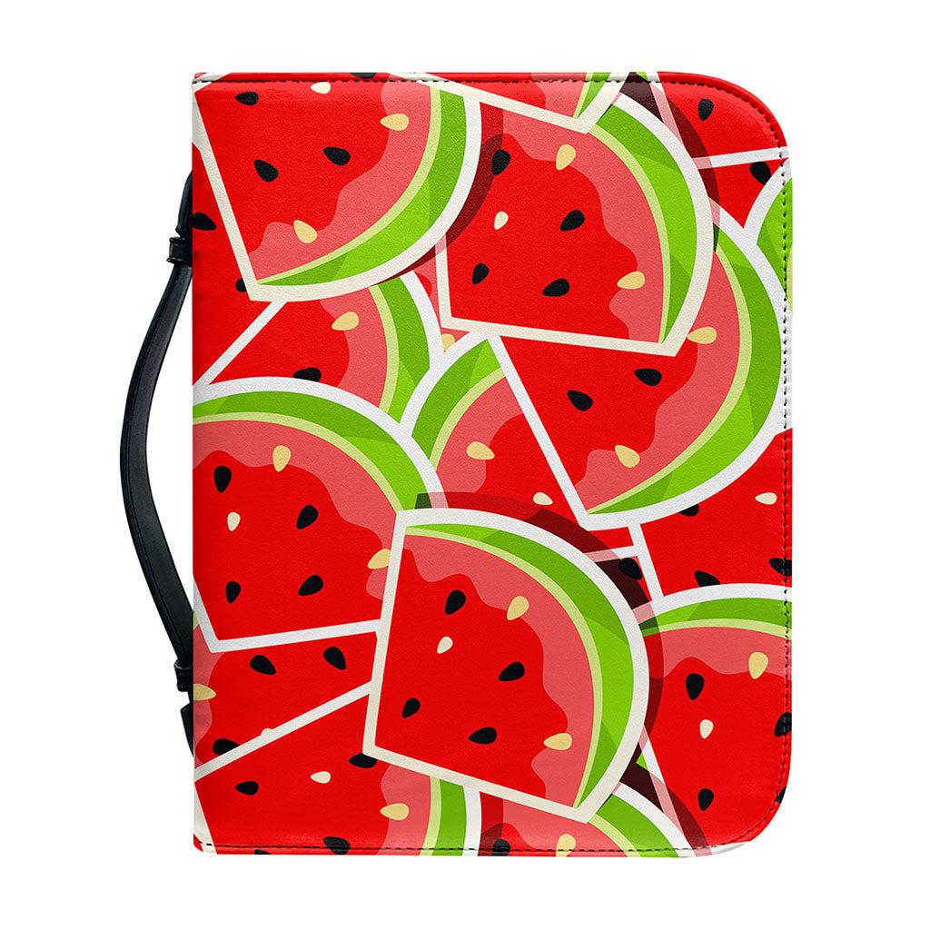 Cute Watermelon Slices Pattern Print Leather Bible Cover