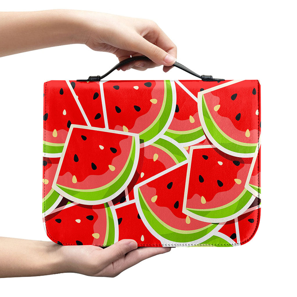 Cute Watermelon Slices Pattern Print Leather Bible Cover
