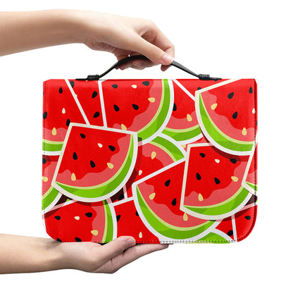 Cute Watermelon Slices Pattern Print Leather Bible Cover