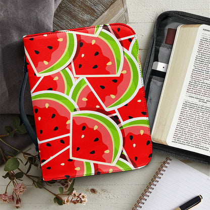 Cute Watermelon Slices Pattern Print Leather Bible Cover