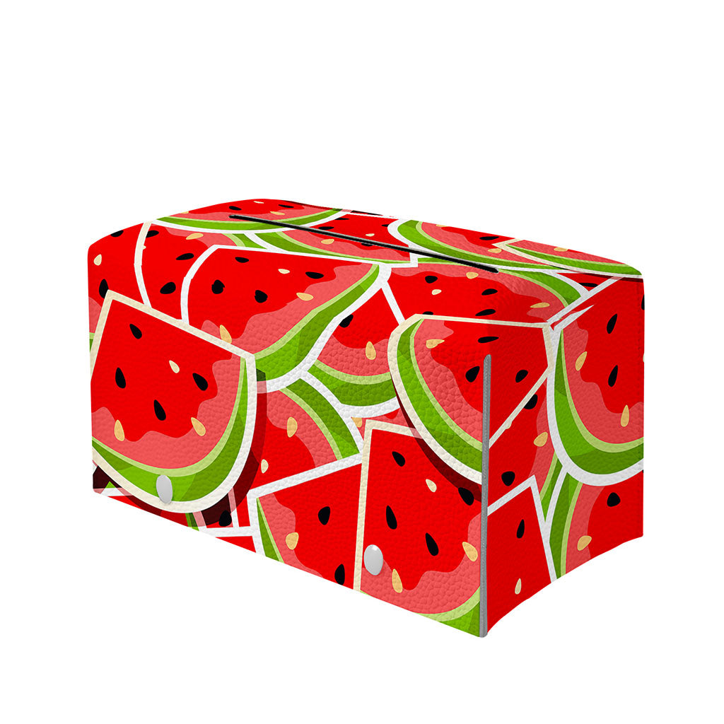 Cute Watermelon Slices Pattern Print Leather Tissue Box Cover