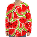 Cute Watermelon Slices Pattern Print Long Sleeve Baseball Jersey