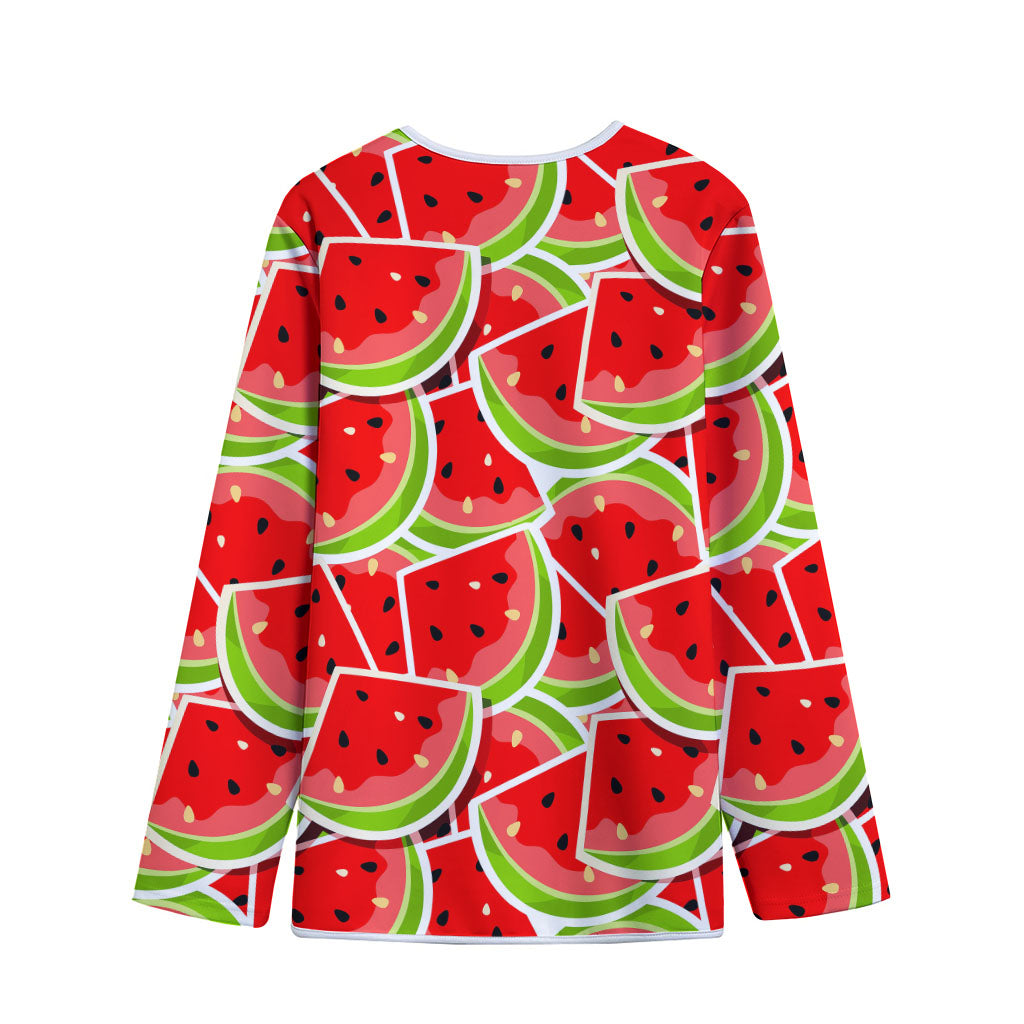 Cute Watermelon Slices Pattern Print Long Sleeve Short Coat