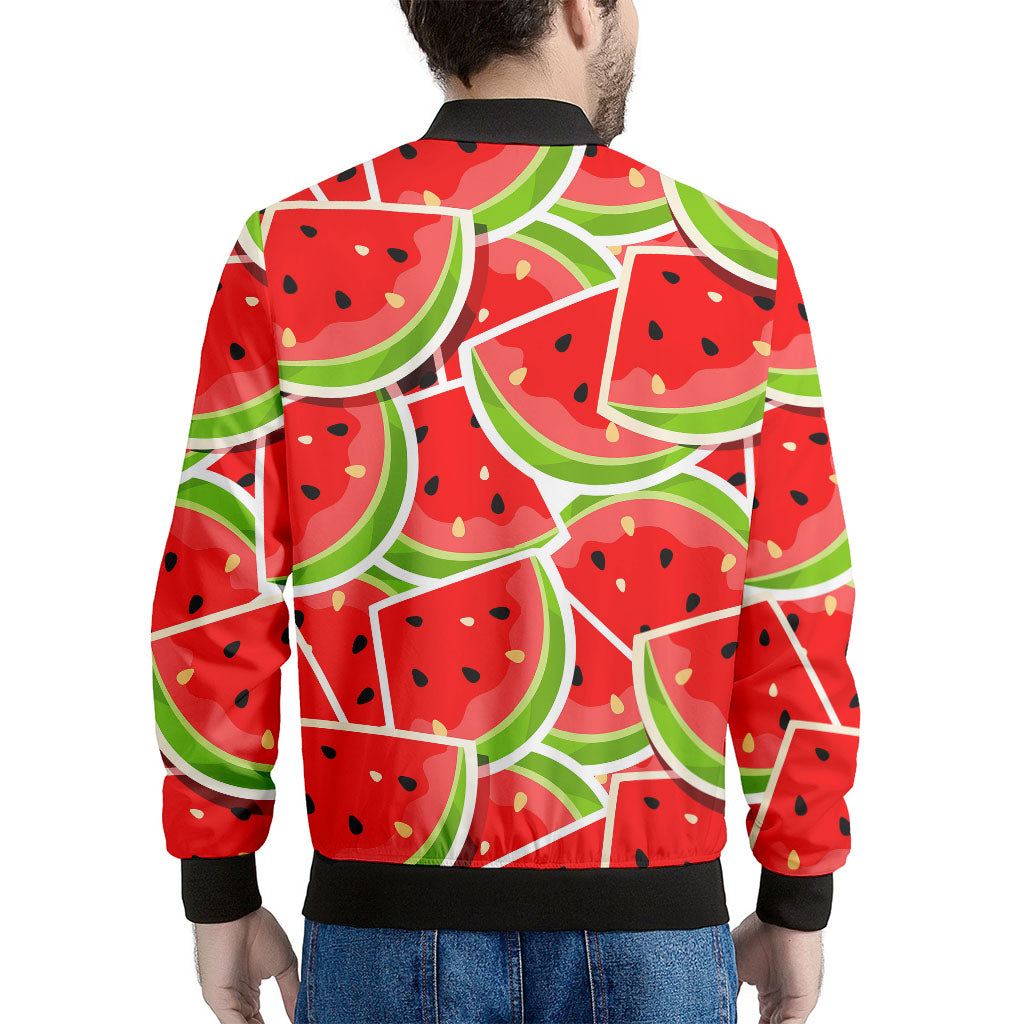 Cute Watermelon Slices Pattern Print Men's Bomber Jacket