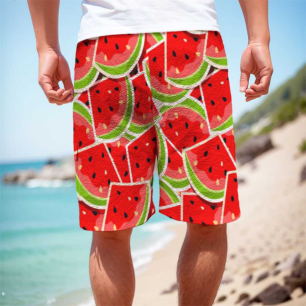 Cute Watermelon Slices Pattern Print Men's Cargo Shorts