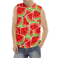 Cute Watermelon Slices Pattern Print Men's Fitness Tank Top