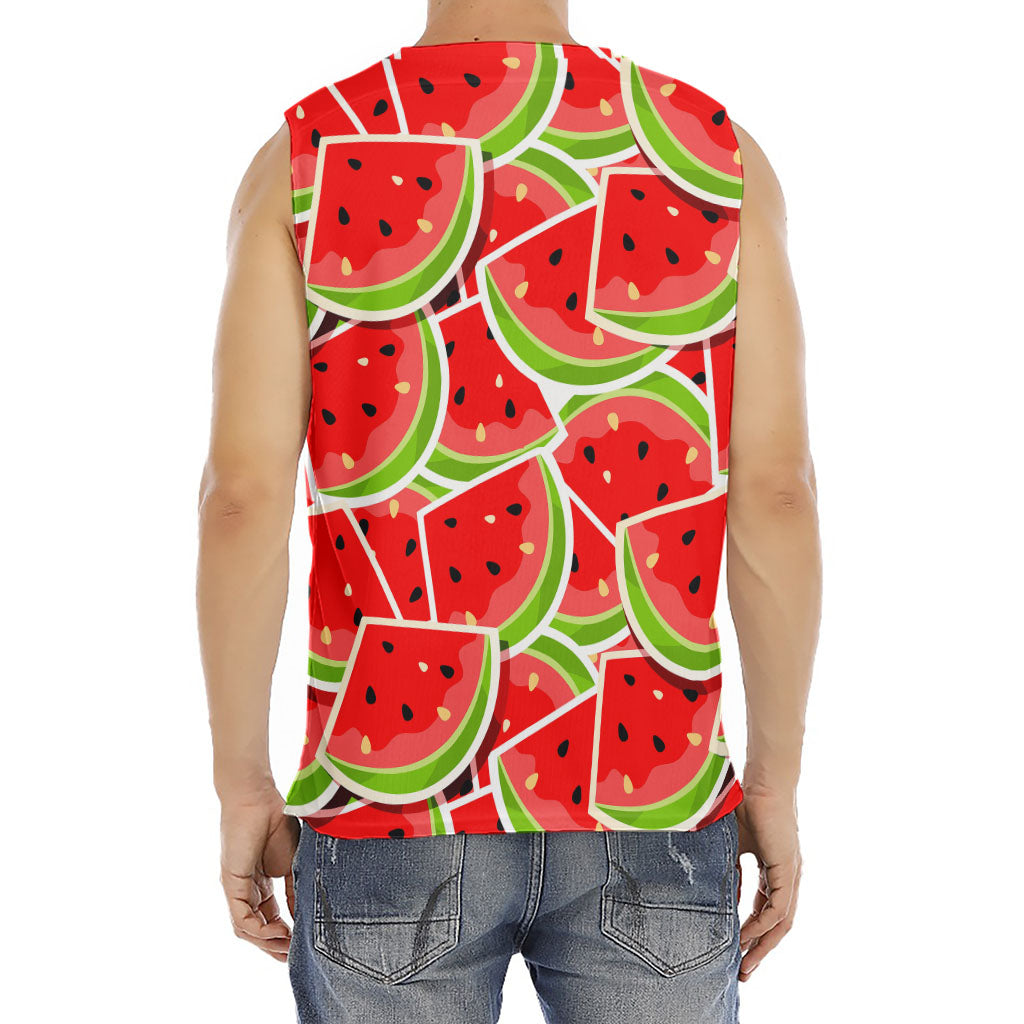 Cute Watermelon Slices Pattern Print Men's Fitness Tank Top