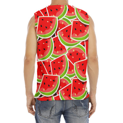 Cute Watermelon Slices Pattern Print Men's Fitness Tank Top