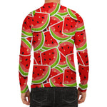 Cute Watermelon Slices Pattern Print Men's Long Sleeve Rash Guard