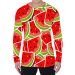 Cute Watermelon Slices Pattern Print Men's Long Sleeve T-Shirt