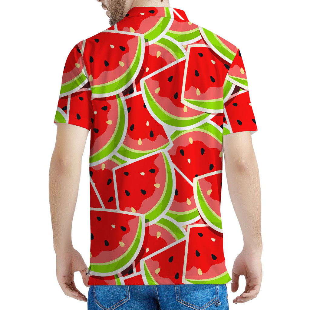 Cute Watermelon Slices Pattern Print Men's Polo Shirt