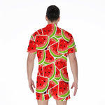 Cute Watermelon Slices Pattern Print Men's Rompers