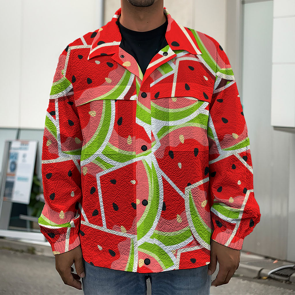Cute Watermelon Slices Pattern Print Men's Shirt Jacket