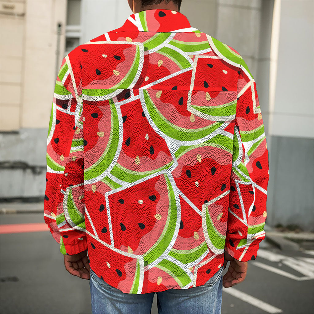 Cute Watermelon Slices Pattern Print Men's Shirt Jacket