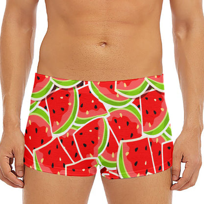 Cute Watermelon Slices Pattern Print Men's Short Boxer Briefs