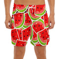 Cute Watermelon Slices Pattern Print Men's Split Running Shorts
