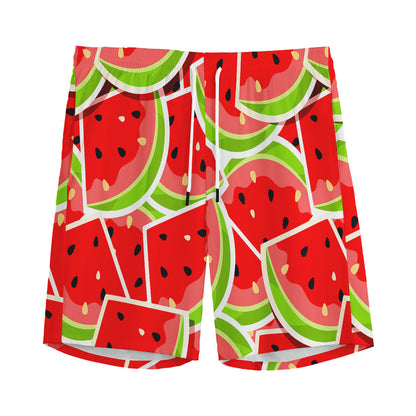Cute Watermelon Slices Pattern Print Men's Sports Shorts