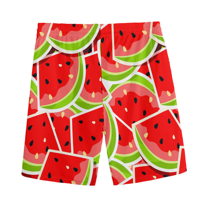 Cute Watermelon Slices Pattern Print Men's Sports Shorts