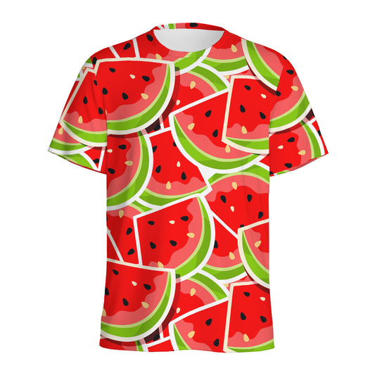 Cute Watermelon Slices Pattern Print Men's Sports T-Shirt