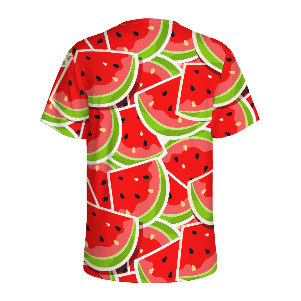 Cute Watermelon Slices Pattern Print Men's Sports T-Shirt