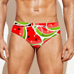 Cute Watermelon Slices Pattern Print Men's Swim Briefs