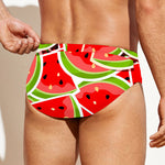 Cute Watermelon Slices Pattern Print Men's Swim Briefs
