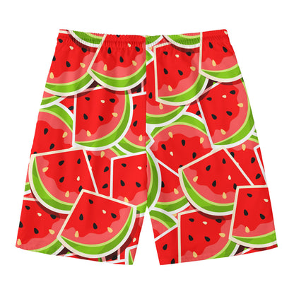 Cute Watermelon Slices Pattern Print Men's Swim Trunks