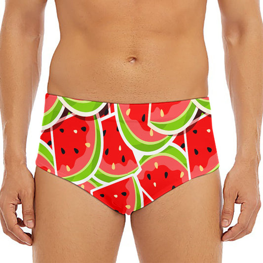 Cute Watermelon Slices Pattern Print Men's Triangle Swim Briefs