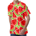 Cute Watermelon Slices Pattern Print Men's Velvet T-Shirt
