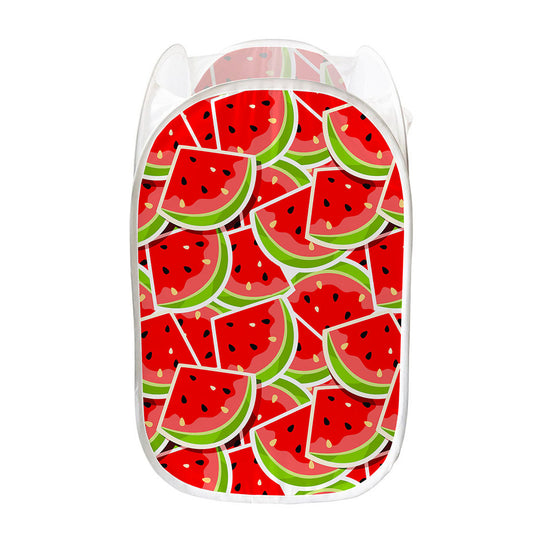 Cute Watermelon Slices Pattern Print Mesh Laundry Hamper