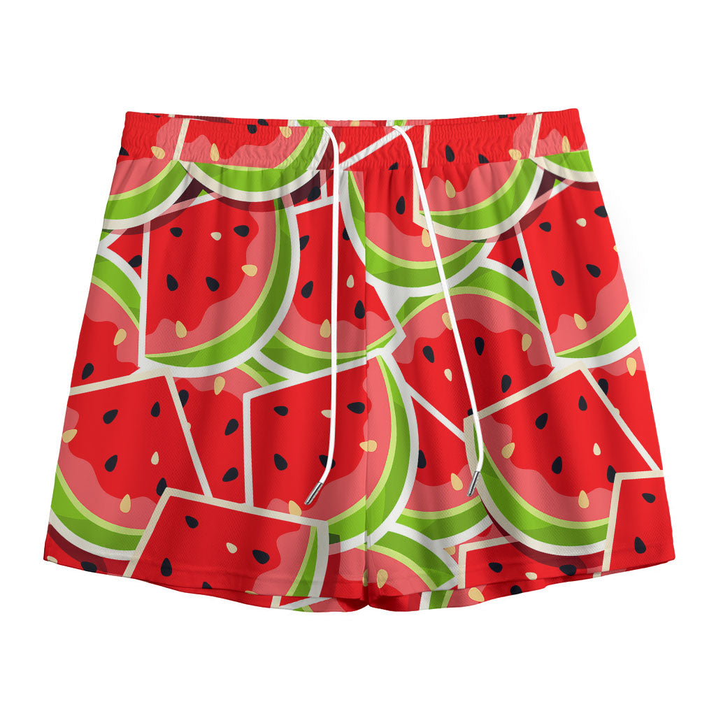 Cute Watermelon Slices Pattern Print Mesh Shorts
