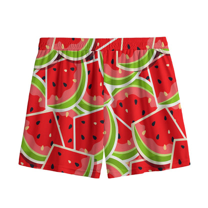 Cute Watermelon Slices Pattern Print Mesh Shorts