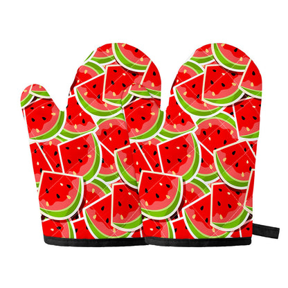Cute Watermelon Slices Pattern Print Oven Mitts